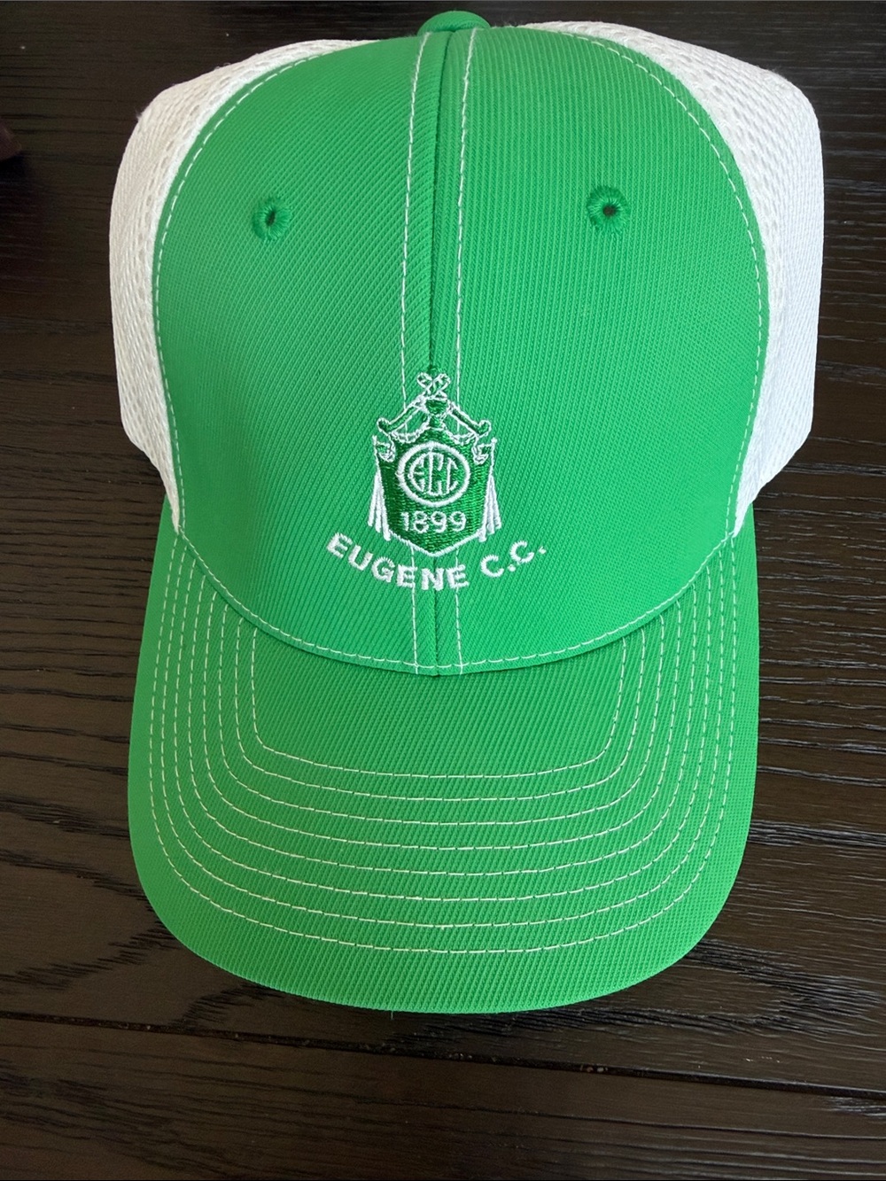 Eugene C.C. 1899 Green and White Mesh Trucker Hat size SMALL